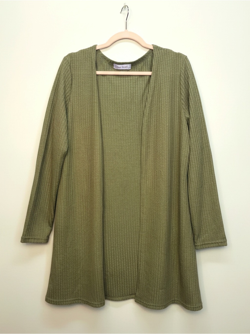 💛 Relaxed Olive Green Open-Front Lounge Cardigan • NWT • 23" p2p, 33" length - Picture 2 of 3